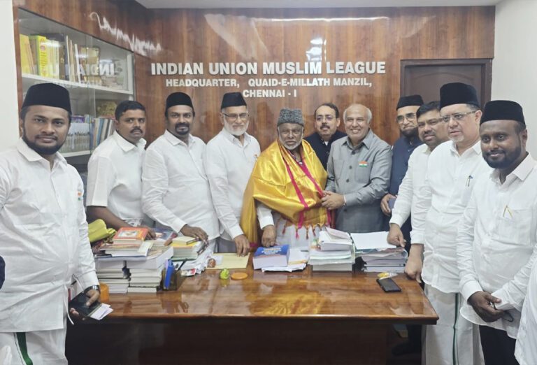 இந்திய யூனியன் முஸ்லிம் லீக் தலைவருக்கு இலங்கையில் பாராட்டு!