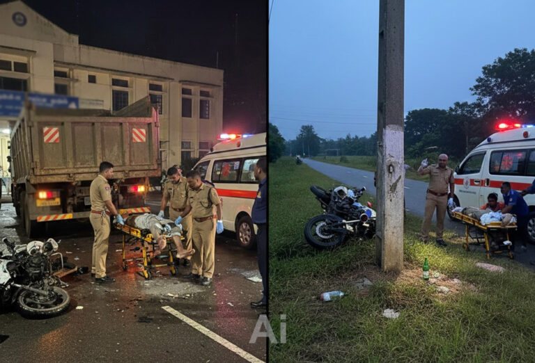 வீதி விபத்துக்களில் சிக்கிய காவல்துறை அதிகாரிகள்!